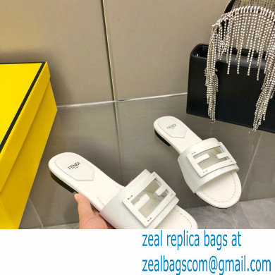 Fendi Baguette leather slides White 2023 - Click Image to Close