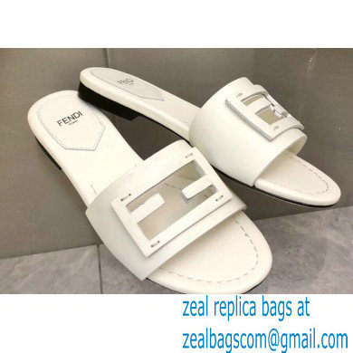 Fendi Baguette leather slides White 2023