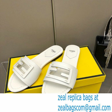 Fendi Baguette leather slides White 2023