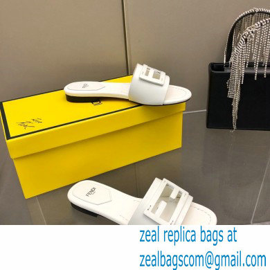 Fendi Baguette leather slides White 2023