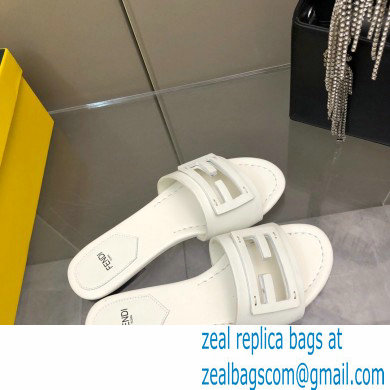Fendi Baguette leather slides White 2023 - Click Image to Close
