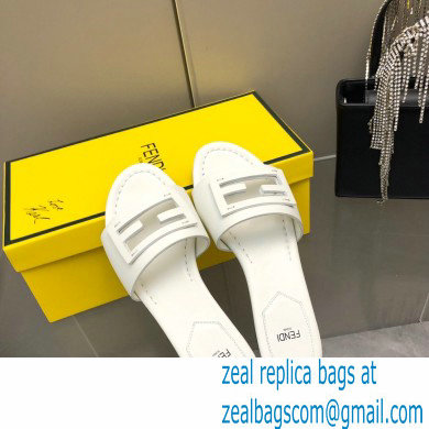 Fendi Baguette leather slides White 2023 - Click Image to Close