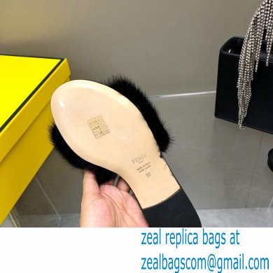 Fendi Baguette mink slides Black 2023 - Click Image to Close