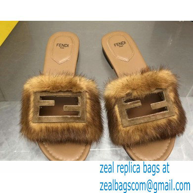 Fendi Baguette mink slides Brown 2023