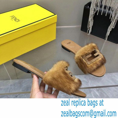 Fendi Baguette mink slides Brown 2023 - Click Image to Close