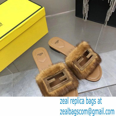 Fendi Baguette mink slides Brown 2023