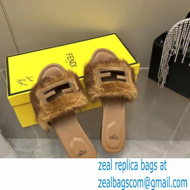 Fendi Baguette mink slides Brown 2023 - Click Image to Close