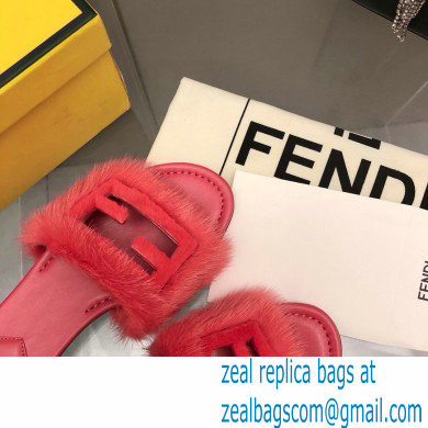 Fendi Baguette mink slides Red 2023 - Click Image to Close