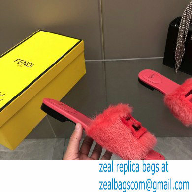 Fendi Baguette mink slides Red 2023 - Click Image to Close