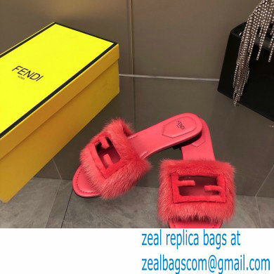 Fendi Baguette mink slides Red 2023 - Click Image to Close