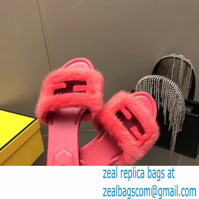 Fendi Baguette mink slides Red 2023