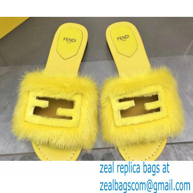 Fendi Baguette mink slides Yellow 2023 - Click Image to Close