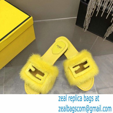 Fendi Baguette mink slides Yellow 2023