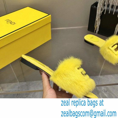 Fendi Baguette mink slides Yellow 2023