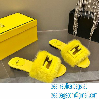 Fendi Baguette mink slides Yellow 2023