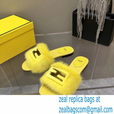 Fendi Baguette mink slides Yellow 2023