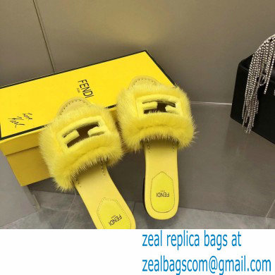 Fendi Baguette mink slides Yellow 2023 - Click Image to Close