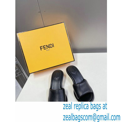 Fendi Baguette nappa leather slides Black 2023 - Click Image to Close