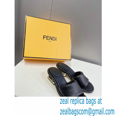Fendi Baguette nappa leather slides Black 2023 - Click Image to Close