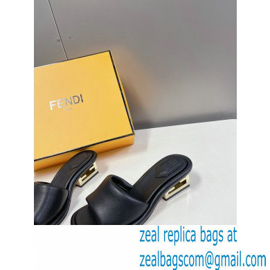 Fendi Baguette nappa leather slides Black 2023 - Click Image to Close