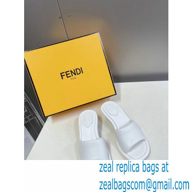 Fendi Baguette nappa leather slides White 2023 - Click Image to Close