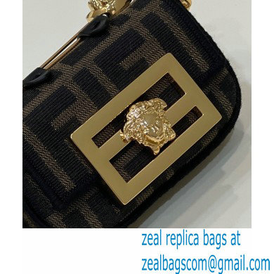 Fendi Fendace Nano Baguette Bag Charm FF Canvas 2023