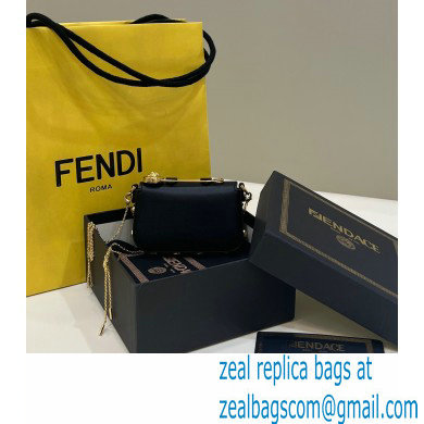 Fendi Fendace Nano Baguette Bag Charm Leather Black 2023 - Click Image to Close