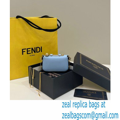 Fendi Fendace Nano Baguette Bag Charm Leather Blue 2023