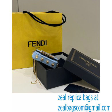 Fendi Fendace Nano Baguette Bag Charm Leather Blue 2023 - Click Image to Close