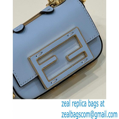 Fendi Fendace Nano Baguette Bag Charm Leather Blue 2023 - Click Image to Close