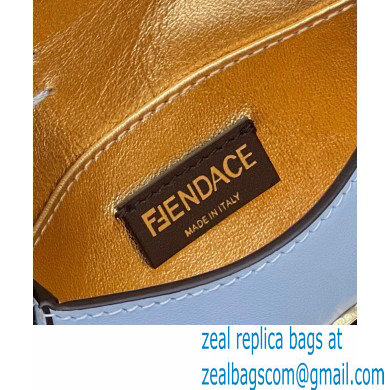 Fendi Fendace Nano Baguette Bag Charm Leather Blue 2023