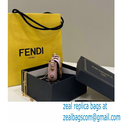 Fendi Fendace Nano Baguette Bag Charm Leather Pink 2023