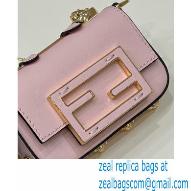 Fendi Fendace Nano Baguette Bag Charm Leather Pink 2023