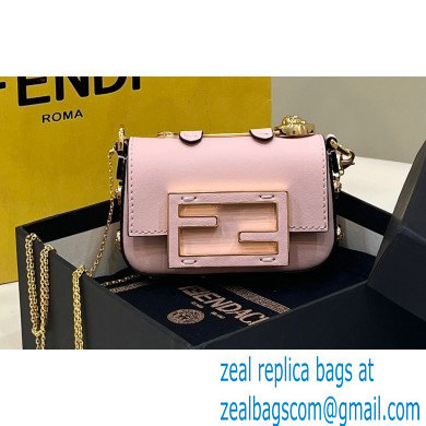 Fendi Fendace Nano Baguette Bag Charm Leather Pink 2023