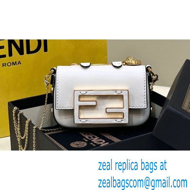 Fendi Fendace Nano Baguette Bag Charm Leather White 2023