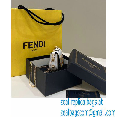 Fendi Fendace Nano Baguette Bag Charm Leather White 2023 - Click Image to Close