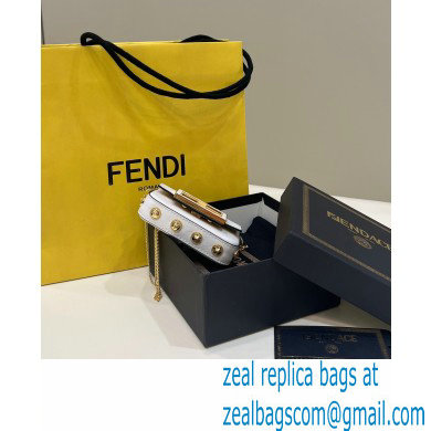 Fendi Fendace Nano Baguette Bag Charm Leather White 2023 - Click Image to Close