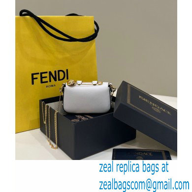 Fendi Fendace Nano Baguette Bag Charm Leather White 2023