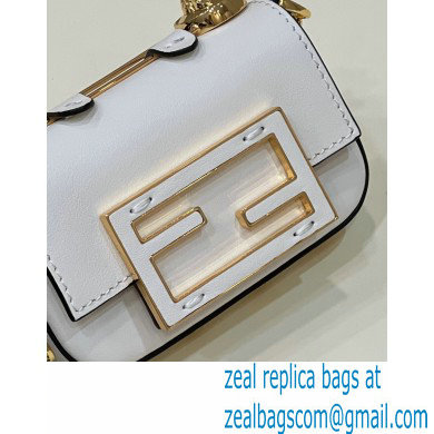 Fendi Fendace Nano Baguette Bag Charm Leather White 2023 - Click Image to Close