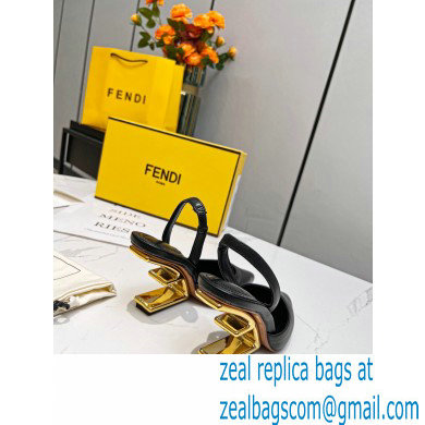 Fendi First Heel 9.5cm leather high-heeled slingbacks Black 2023