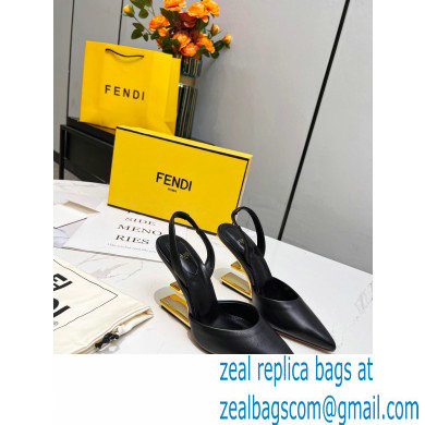 Fendi First Heel 9.5cm leather high-heeled slingbacks Black 2023