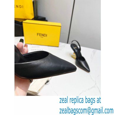 Fendi First Heel 9.5cm leather high-heeled slingbacks Black 2023 - Click Image to Close