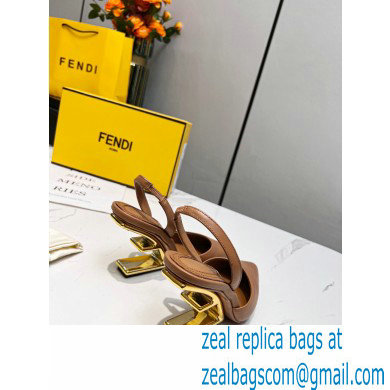 Fendi First Heel 9.5cm leather high-heeled slingbacks Brown 2023 - Click Image to Close