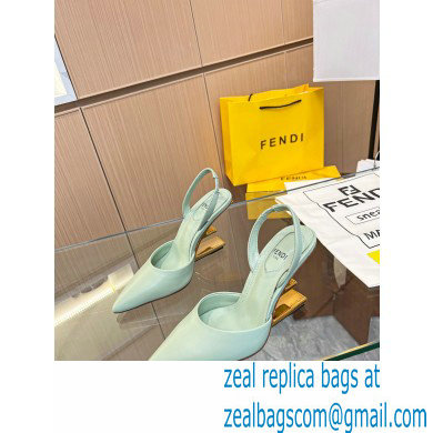 Fendi First Heel 9.5cm leather high-heeled slingbacks Light Green 2023 - Click Image to Close