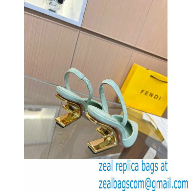 Fendi First Heel 9.5cm leather high-heeled slingbacks Light Green 2023