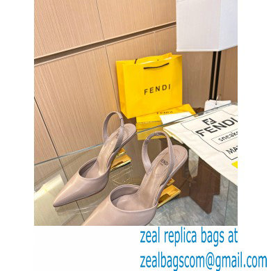 Fendi First Heel 9.5cm leather high-heeled slingbacks Nude 2023 - Click Image to Close