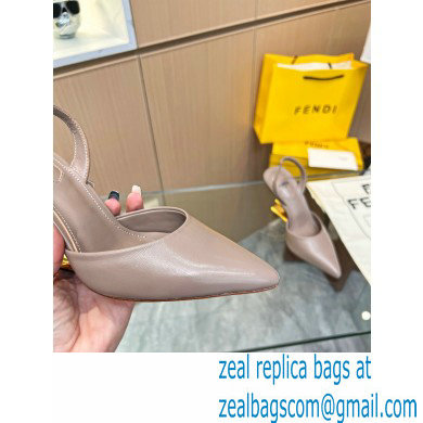 Fendi First Heel 9.5cm leather high-heeled slingbacks Nude 2023 - Click Image to Close