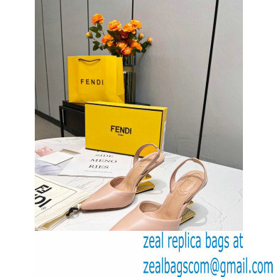 Fendi First Heel 9.5cm leather high-heeled slingbacks Nude Pink 2023