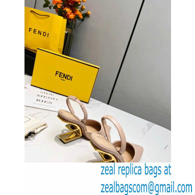 Fendi First Heel 9.5cm leather high-heeled slingbacks Nude Pink 2023