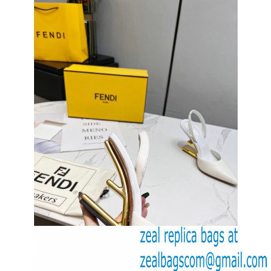 Fendi First Heel 9.5cm leather high-heeled slingbacks White 2023